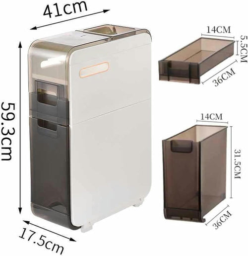(2 Layer) Narrow Slot Storage Cabinet, Toilet Slot Rack, Bathroom Drawer Organizer, Ultra Narrow Lockers, Kitchen Organization (White)
